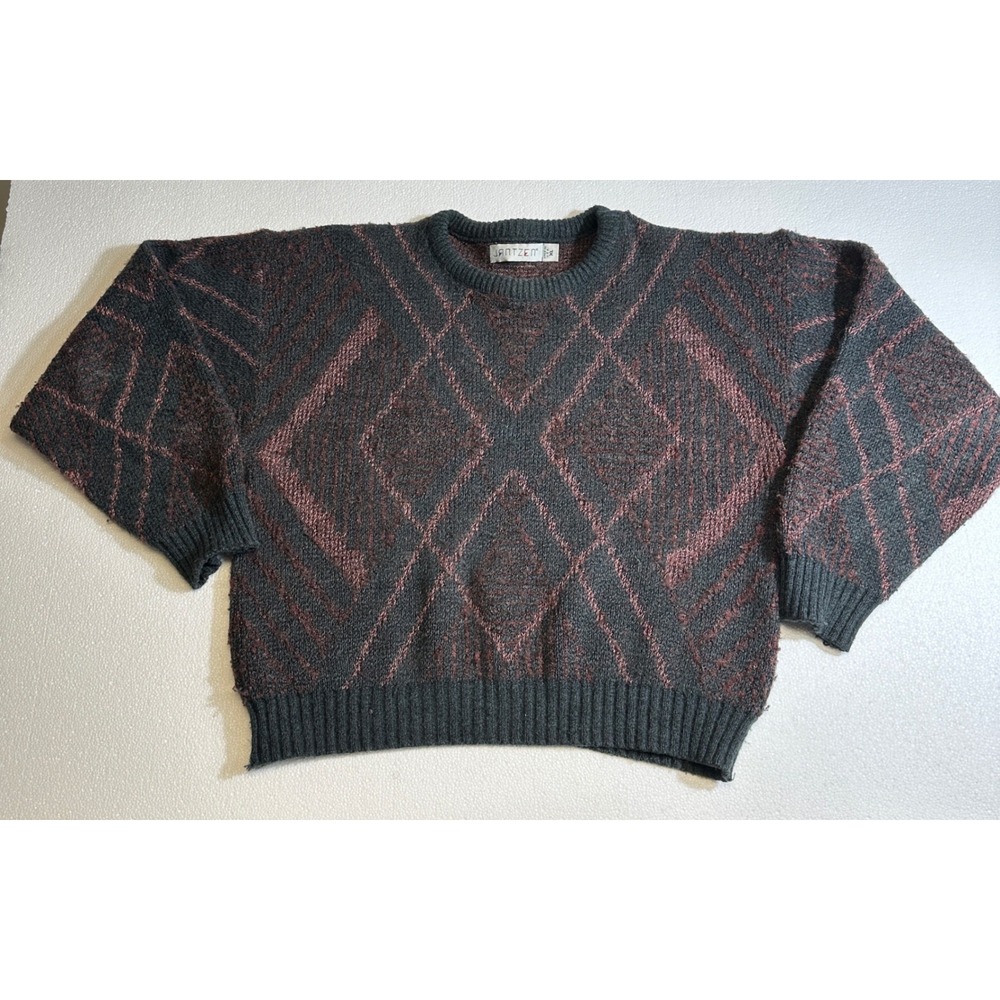 Vintage Jantzen Men's Argyle‎ Sweater Pullover Charcoal Red Size XL